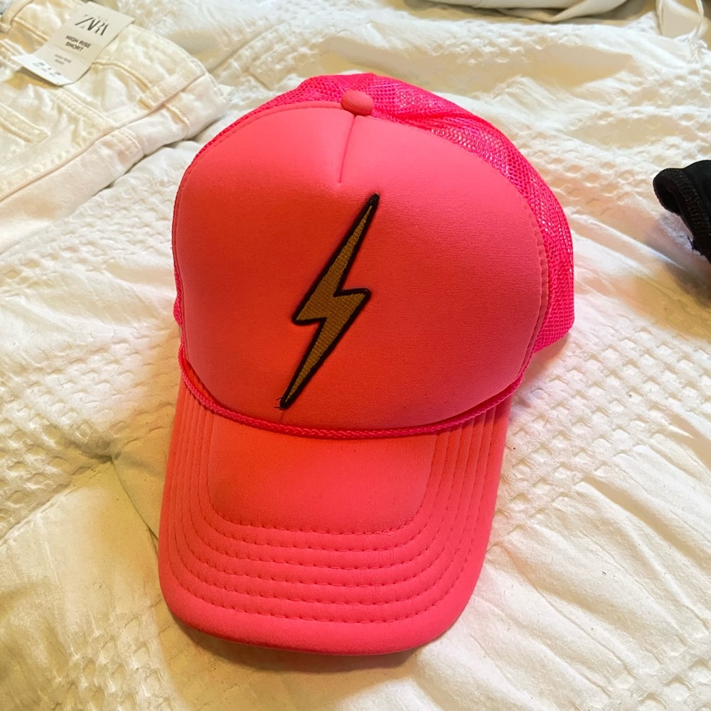 Aviator Nation neon trucker hat with lightning bolt